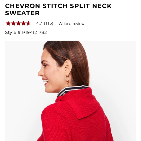 Talbots chevron stitch spkit neck sweater tunic. Worn 1x - Picture 2 of 8